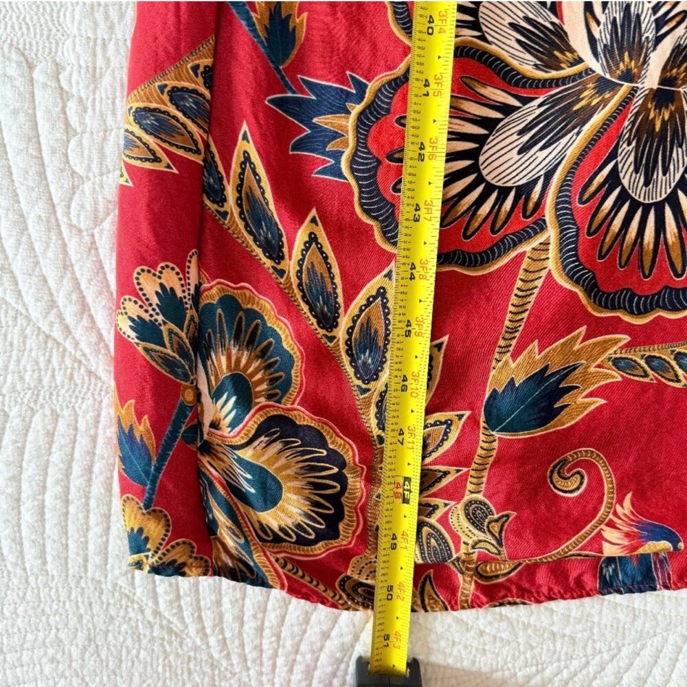 FARM Rio Red Blue Parrot Floral Cutout Midi Dress Long Sleeve Size M - Picture 15 of 16
